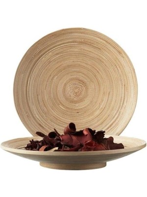 Renklimestore Hultet Dekoratif Ahşap Bambu Tabak 30CM Çap
