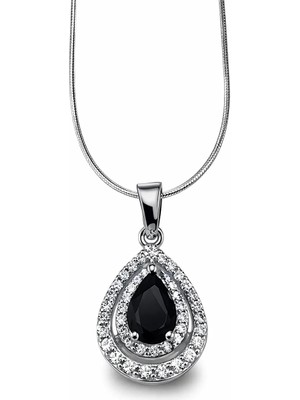 Stainless Steel Halo (Etrafı Taşlı) Damla Kolye