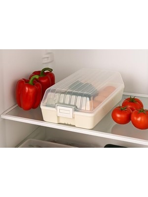 Renklimestore Şeffaf Kapaklı Buzdolabı Düzenleyici Kutu | 32X18 cm Plastik Gıda Organizeri | Kar Beyaz Taban | Kapaklı Saklama Kutusu, Buzdolabı ve Mutfak Için Pratik Çözüm