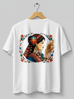 Base Art Tasarım Tişört Başak Burcu Oversize Unisex