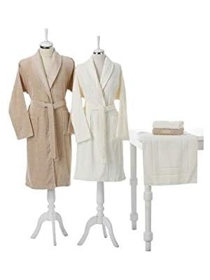 Renklimestore Aile Bornoz Set Camella Bej Krem Paspas He