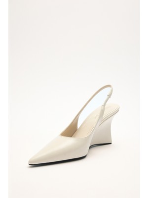 Lutvelizade Topuklu 2614 - Deri Görünümlü Sivri Burun Dolgu Topuk Kemik Kadın Topuklu