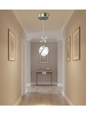 Trend Rose Tekli Perla Krom 3 Renk Modlu Kristal Taşlı Ledli Sarkıt Avize