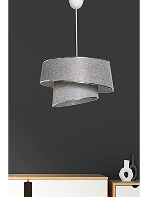 Renklimestore Lüks Tasarım Metal ve Gri Kumaş Gövde - LED ve Ampul Uyumlu Ayarlanabilir Asma Tavan Lambası