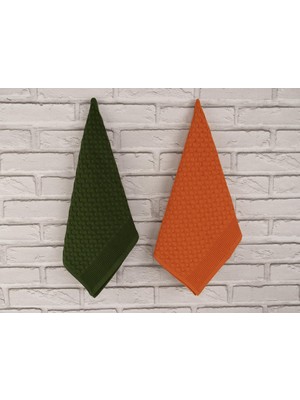 Baveno Home Pamuklu 2'li 40X65 cm Waffle Dokulu Renkli Mutfak & El Havlu Seti Baveno