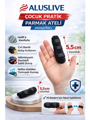 Aluslive Çocuk Pratik Parmak Ateli (Pediyatrik) 5,5 cm Hafif ve Konforlu Kullanım için Tasarlandı
