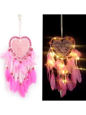 Renklimestore Winmany LED Işıkları ile Tüy Düşen Kapıcı Duvar Asma Süsler Dekoru Pencere Tavan Dekoru Yatak Odası Bahçe Düğün Dekorasyonları Şık Parti Kreş Dekoru (Pembe)