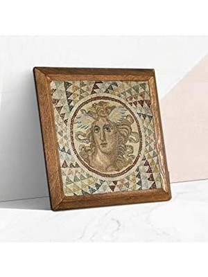 Renklimestore Mozaik Serisi Taş Duvar Tablosu Ahşap Çerçeveli Duvar Dekoru Art 25X25CM W1-72