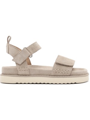 Derimod Kadın Bej Kalın Tabanlı Süet Deri Sandalet 26SFD405310