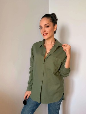 Haki Basic Keten Gömlek