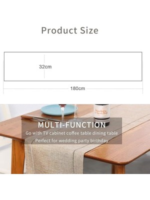 Renklimestore Masa Örtüsü, 32X180CM Dekoratif Masa Örtüsü Çiftlik Evi Stili, Günlük Polyester Masa Örtüsü, Rustik Çiftlik Evi Masa Örtüleri, Günlük Yemek, Düğün Partisi, Ev Dekorasyonu Için (Bej)