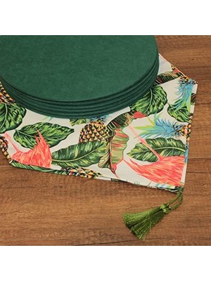 Renklimestore Ananas Desenli Beyaz Zemin Arka Plan Dijital Baskılı Runner Amerikan Servis 40X150 cm