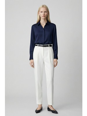 Rays Ekru Yüksek Bel Kemerli Pantolon 8416A