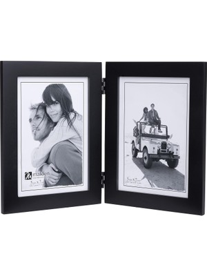 Renklimestore Çift Dikey 5x7 Resim Çerçevesi - Geniş Gerçek Ahşap Kalıp, Gerçek Cam - Siyah