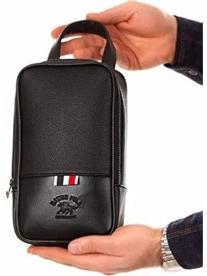 Renklimestore Av A Dos Erkek Siyah Vegan Deri Tıraş Seyahat Kozmetik Portföy Bakım El Çanta Günlük