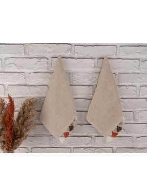 Baveno Home Pamuklu 2'li 30X50 cm Renkli Püsküllü Havlu Seti