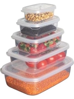 Renklimestore Nare Dikdörtgen Sızdırmaz Saklama Kapları Şeffaf (5'lı Set)