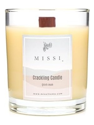 Renklimestore Ahşap Fitilli Vanilya Kokulu Ekru Craklıng Vegan Mum (Çıtırtılı Mum)