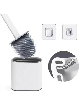 Renklimestore Duvara Yapışkanlı Silikon Uçlu Klozet Fırçası Beyaz (NKS146)