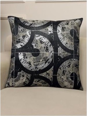 Renklimestore Siyah Renkli Desenli Kare Kırlent Kılıfı 50 x 50