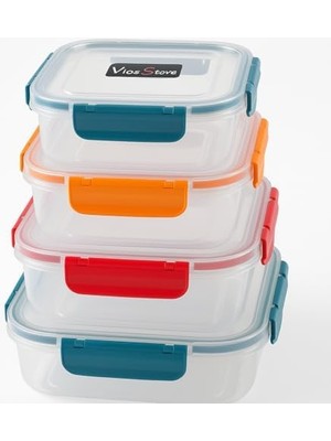 Renklimestore Store 4’lü Kilitli Saklama Kabı Seti – Sızdırmaz Kapaklı, Farklı Boy ve Renklerde, Bpa Içermez, Plastik Gıda Saklama Kutusu (2150 Ml- 1300 ml - 700 ml - 300 Ml) (Mavi)