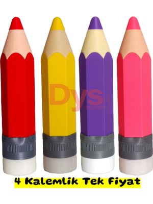 Dys Tasarım 4 Adet Kalem Şeklinde Kalem Kutusu (Kızlar Eko Set)