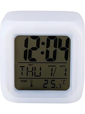 Renklimestore 7 Renk Değiştiren Dijital Alarmlı Küp Masa Saati