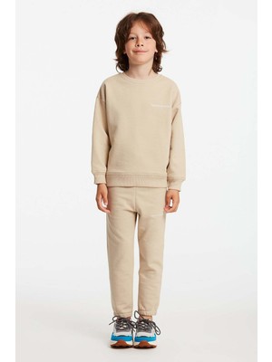 Grimelange Majuro Erkek Çocuk Nakışlı Bej Eşofman Takımı