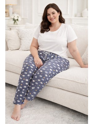 Remsa Büyük Beden Kadın Viskon Kumaş Penye Battal Tek Pijama Alt 01 Gri