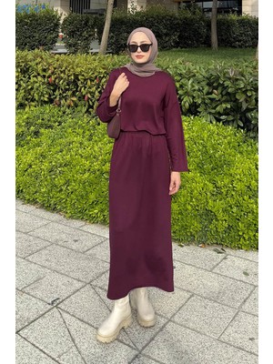 Lamelif Kristal Etekli Takım Mürdüm