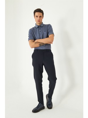 White Stone Lacivert Klasik Kesim Kumaş Pantolon Slim Fit