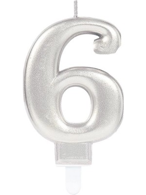 6 Rakamı Mum Gümüş Renk