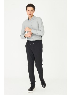 White Stone Siyah Bağcıklı Smart Casual Pantolon