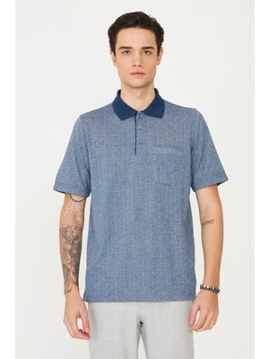White Stone Indigo Polo Yaka T-Shirt