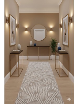 Swan Home Kaymaz Tabanlı Yolluk Kesme Halı Salon Koridor Mutfak Yatak Odası Halısı SHJ3008 Kahve