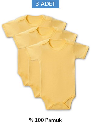 Royaleks Sarı Yarım Kol Body Zıbın 7-12 Yaş Çocuklar Için (3 Adet) Alttan Çıtçıtlı Özel Gereksinimli