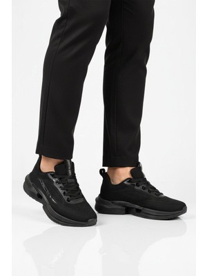 Pierre Cardin Siyah Hafızalı Taban Fileli Hafif Esnek Erkek Spor Ayakkabı PCI-10033 M