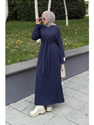 Lamelif Arma Detaylı Elbise Lacivert