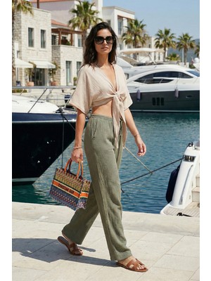 Lela Pamuklu Relaxed Fit Geniş Paça Müslim Pantolon Bayan Pantolon 668YP5502