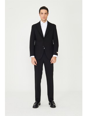 White Stone Siyah Italyan Form Modern Kesim Klasik Takım Elbise