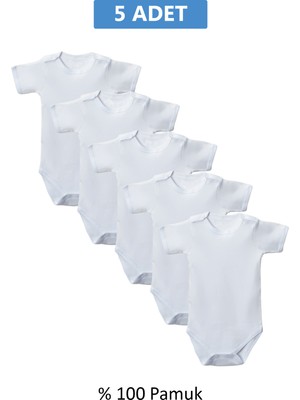 Royaleks Beyaz Yarım Kol Body Zıbın 7-12 Yaş Çocuklar Için (5 Adet) Alttan Çıtçıtlı Özel Gereksinimli
