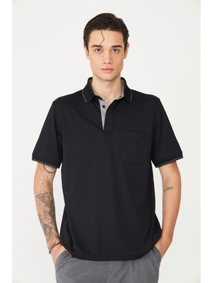 White Stone Siyah Polo Yaka T-Shirt