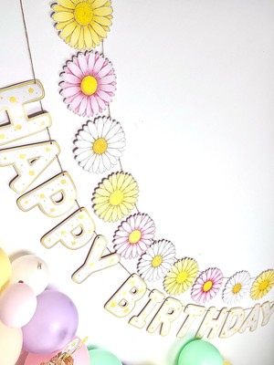 Fluparty Papatya Figürlü Banner - Daisy Konsept Çiçekli Parti Süsü