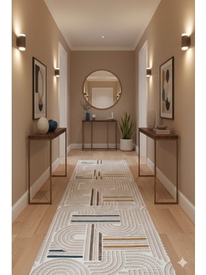 Swan Home Kaymaz Tabanlı Yolluk Kesme Halı Salon Koridor Mutfak Yatak Odası Halısı SHJ3012 Bej