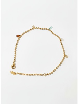 Atalya Accessory Renkli Taşlı Dorika Kadın Bileklik – Minimal Sallantılı Boncuk Zincir, Kararma Yapmaz