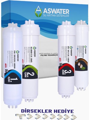 As Water Ihlas Aura Cebilon  Silver, Platinium ve Plus Modelleri ile Uyumlu Inline 4 Aşamalı Filtre Seti