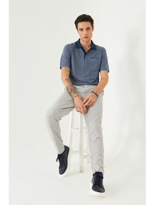 White Stone Gri Klasik Kesim Kumaş Pantolon Slim Fit