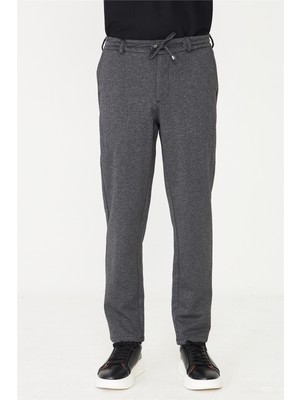 White Stone Antrasit Dokulu Beli Bağcıklı Günlük Şık Erkek Pantolon