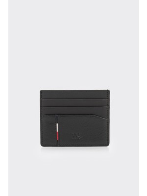 White Stone Siyah Premium Yatay Deri Erkek Kartlık