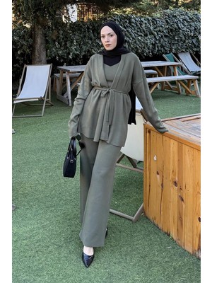 Lamelif Üçlü Triko Takım Haki